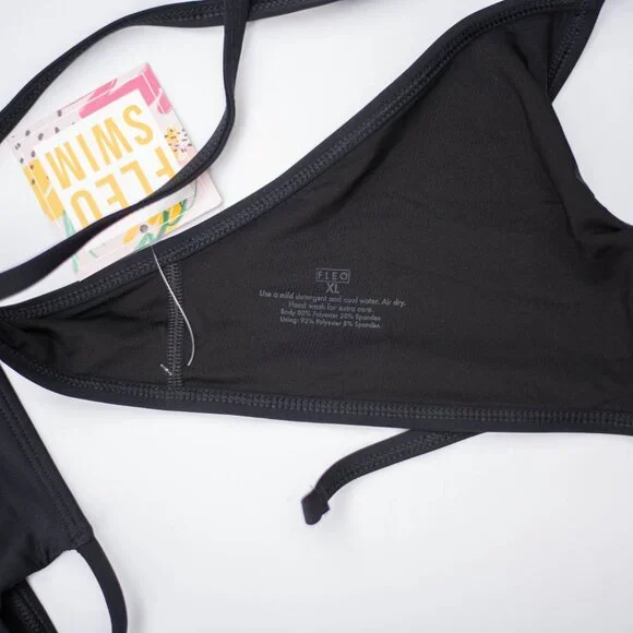 Fleo Bikini Set NWT Black Size XL Top & Bottom 2-Piece Swimwear Beachwear Pool - Picture 4 of 8